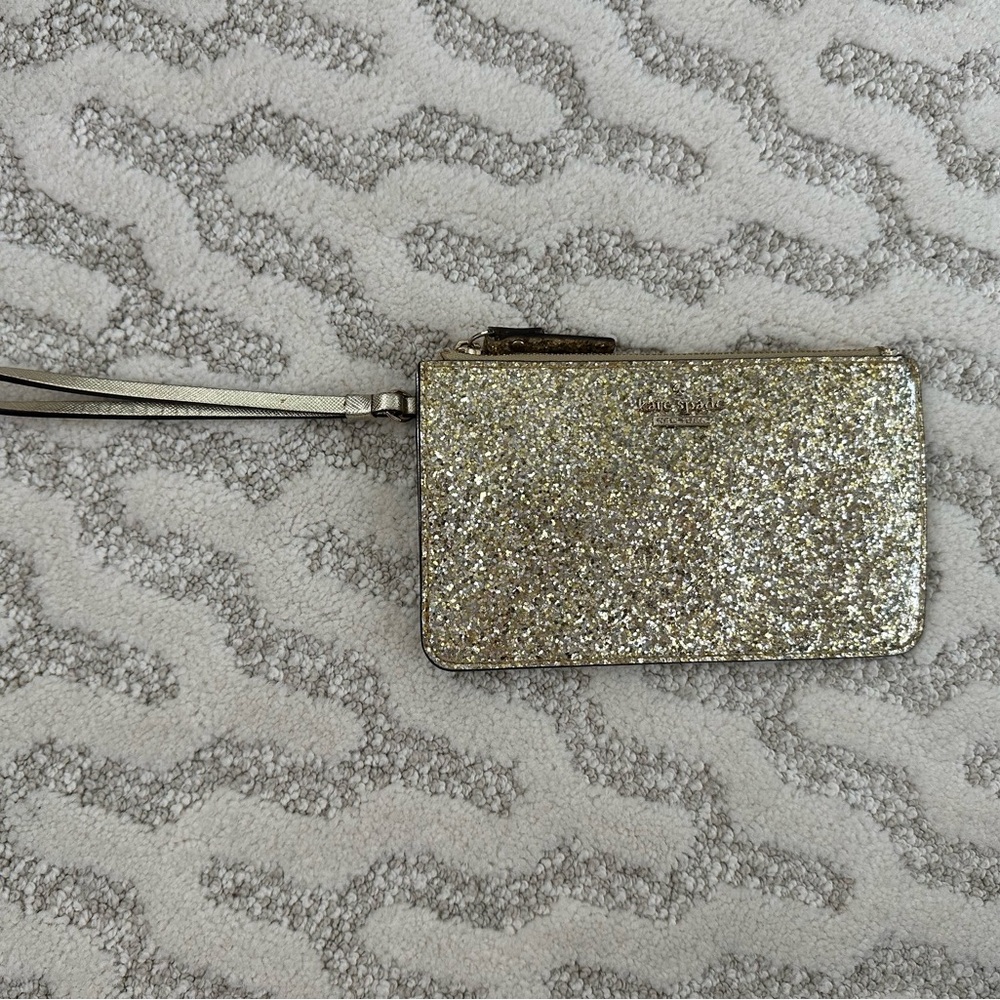 Kate Spade Glittery Gold Wristlet Clutch